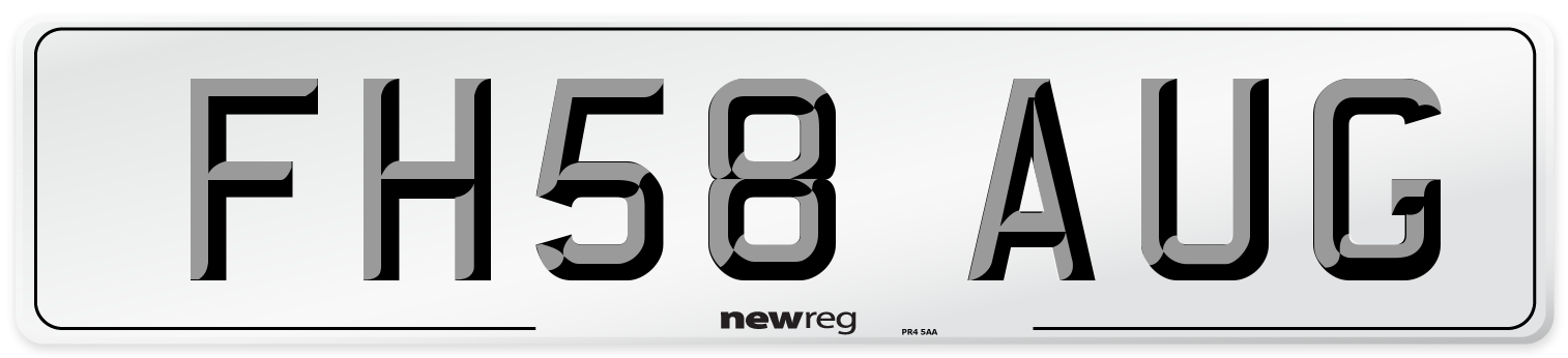 FH58 AUG Number Plate from New Reg